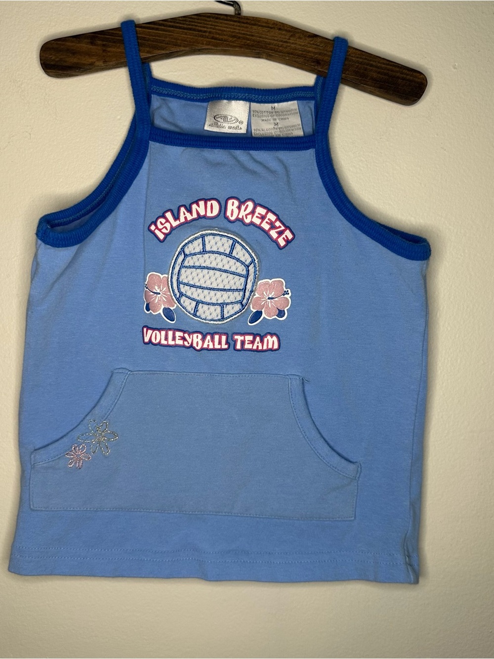 Y2K Athletic Works Girls M Blue Island Breeze Volleyball Large Graphic Tank Top